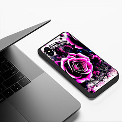 Чехол iPhone XS Max матовый Розы в стиле киберпанк, цвет: 3D-черный — фото 2