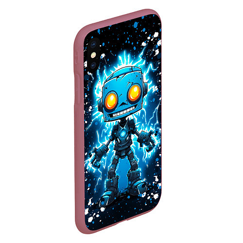 Чехол iPhone XS Max матовый Робот - comics art style / 3D-Малиновый – фото 2