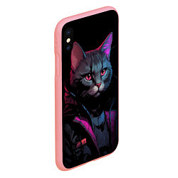 Чехол iPhone XS Max матовый Кот в стиле киберпанк, цвет: 3D-баблгам — фото 2