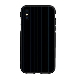 Чехол iPhone XS Max матовый Чёрно-синий полосатый, цвет: 3D-черный