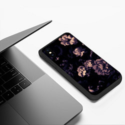 Чехол iPhone XS Max матовый Цветы приглушенный чёрный, цвет: 3D-черный — фото 2