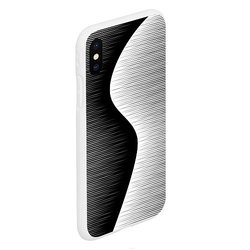Чехол iPhone XS Max матовый Черная белая абстракция зигзаг / 3D-Белый – фото 2