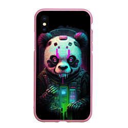 Чехол iPhone XS Max матовый Панда киберпанк