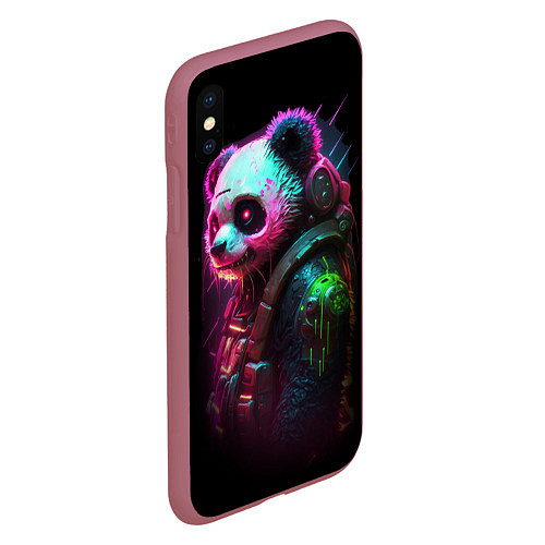 Чехол iPhone XS Max матовый Cyberpunk panda / 3D-Малиновый – фото 2