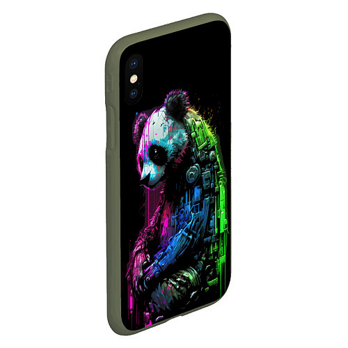 Чехол iPhone XS Max матовый Панда в краске / 3D-Темно-зеленый – фото 2