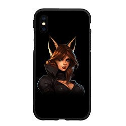 Чехол iPhone XS Max матовый Девушка с ушами лисы, цвет: 3D-черный