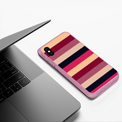 Чехол iPhone XS Max матовый Широкие полосы розовый, цвет: 3D-розовый — фото 2