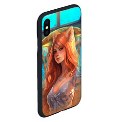 Чехол iPhone XS Max матовый Аниме девушка лиса, цвет: 3D-черный — фото 2