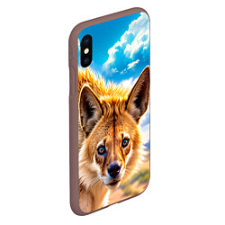 Чехол iPhone XS Max матовый Пятнистая гиена в саванне, цвет: 3D-коричневый — фото 2