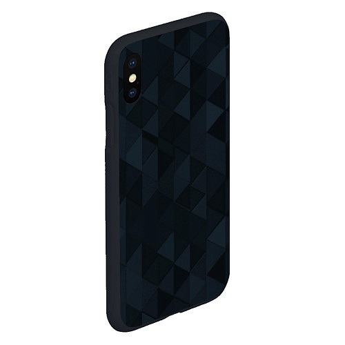 Чехол iPhone XS Max матовый Тёмно-синий треугольный / 3D-Черный – фото 2