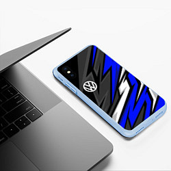 Чехол iPhone XS Max матовый Volkswagen - Синяя абстракция, цвет: 3D-голубой — фото 2