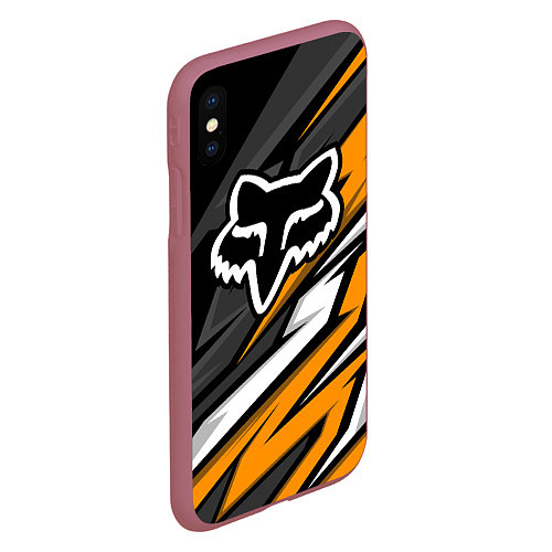 Чехол iPhone XS Max матовый Fox motocross racing - orange / 3D-Малиновый – фото 2