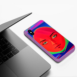 Чехол iPhone XS Max матовый Девушка красноликая овал в прямоугольнике, цвет: 3D-фиолетовый — фото 2