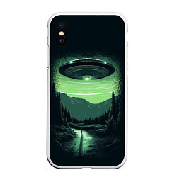 Чехол iPhone XS Max матовый НЛО в лесу, цвет: 3D-белый