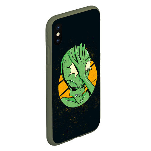 Чехол iPhone XS Max матовый Alien facepalm / 3D-Темно-зеленый – фото 2