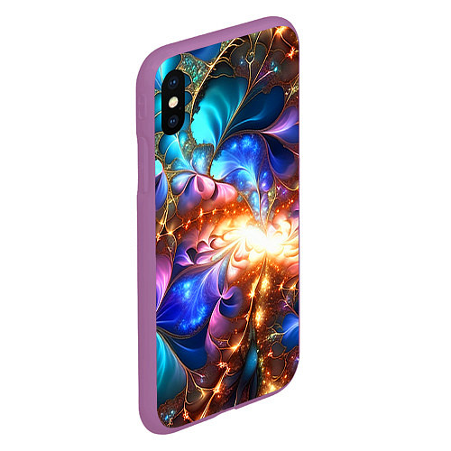 Чехол iPhone XS Max матовый Фрактальные цветы / 3D-Фиолетовый – фото 2