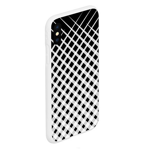 Чехол iPhone XS Max матовый Черно-белые ромбы и клетки / 3D-Белый – фото 2