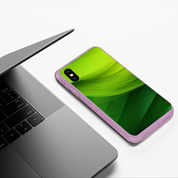 Чехол iPhone XS Max матовый Зеленая абстракция, цвет: 3D-сиреневый — фото 2