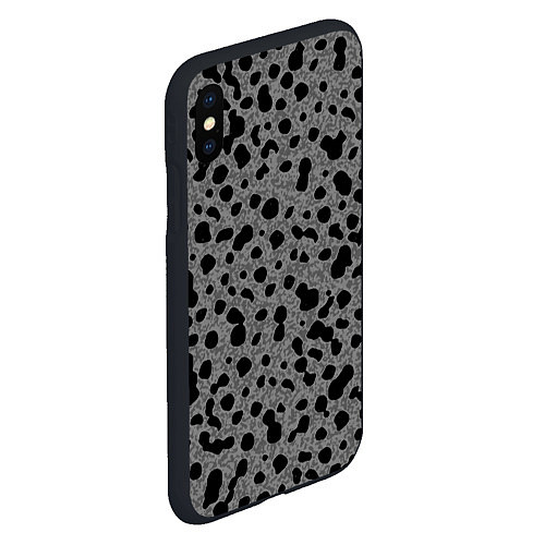 Чехол iPhone XS Max матовый Пятнистый чёрно-серый / 3D-Черный – фото 2