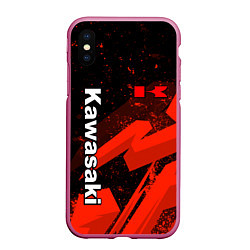 Чехол iPhone XS Max матовый Кавасаки - красные брызги