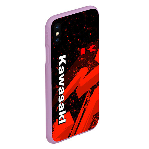 Чехол iPhone XS Max матовый Кавасаки - красные брызги / 3D-Сиреневый – фото 2