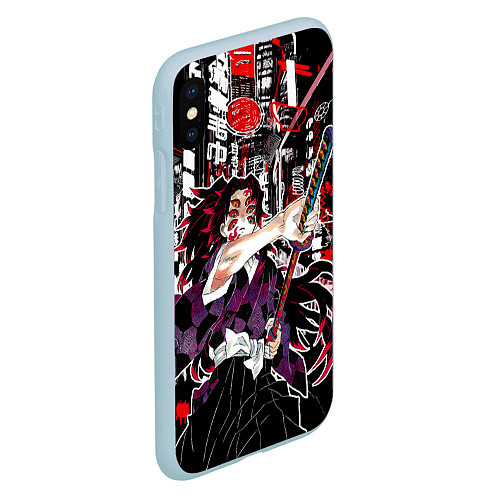 Чехол iPhone XS Max матовый Кокушибо высшая луна - Клинок демонов / 3D-Голубой – фото 2