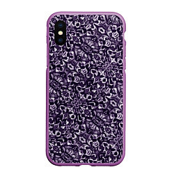 Чехол iPhone XS Max матовый Фиолетовый паттерн узоры, цвет: 3D-фиолетовый