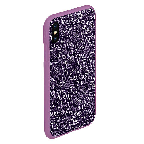 Чехол iPhone XS Max матовый Фиолетовый паттерн узоры / 3D-Фиолетовый – фото 2
