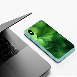Чехол iPhone XS Max матовый Green lighting background, цвет: 3D-мятный — фото 2
