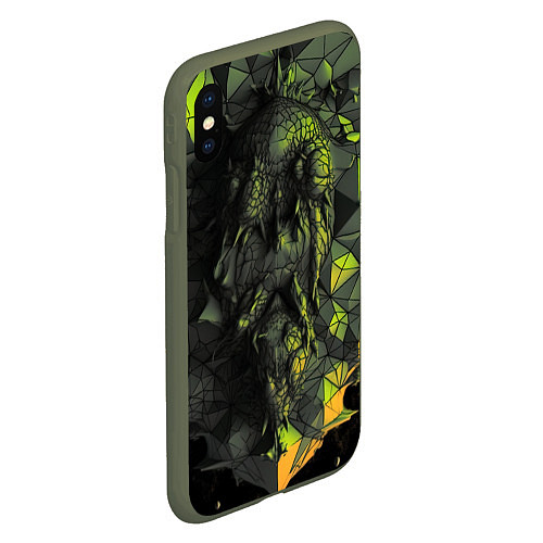 Чехол iPhone XS Max матовый Зеленая абстрактная текстура / 3D-Темно-зеленый – фото 2