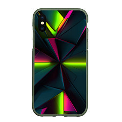 Чехол iPhone XS Max матовый Зеленые неоновые плиты
