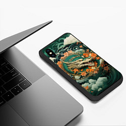 Чехол iPhone XS Max матовый Облачный дракон Irezumi, цвет: 3D-черный — фото 2