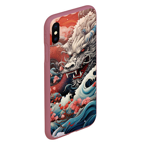 Чехол iPhone XS Max матовый Морской дракон Irezumi / 3D-Малиновый – фото 2