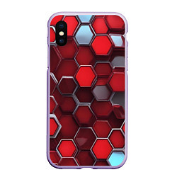 Чехол iPhone XS Max матовый Cyber hexagon red