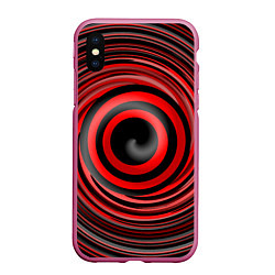 Чехол iPhone XS Max матовый Красно-черный вихрь, цвет: 3D-малиновый