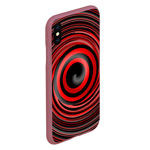 Чехол iPhone XS Max матовый Красно-черный вихрь / 3D-Малиновый – фото 2