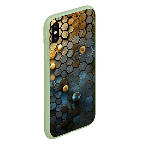 Чехол iPhone XS Max матовый Позолоченая броня / 3D-Салатовый – фото 2