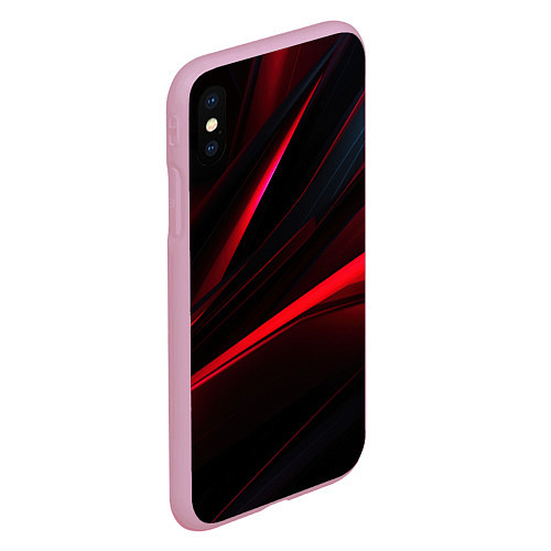 Чехол iPhone XS Max матовый Red lighting black background / 3D-Розовый – фото 2