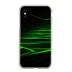 Чехол iPhone XS Max матовый Green lines abstract, цвет: 3D-салатовый