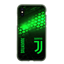 Чехол iPhone XS Max матовый Juventus green logo neon