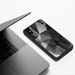 Чехол iPhone XS Max матовый Мозаичный узор в серых оттенках, цвет: 3D-черный — фото 2