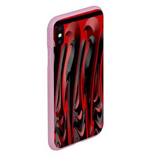 Чехол iPhone XS Max матовый Пластик красно-черный / 3D-Розовый – фото 2