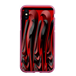 Чехол iPhone XS Max матовый Пластик красно-черный, цвет: 3D-малиновый