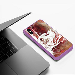 Чехол iPhone XS Max матовый Слепой флейтист и белый грифон, цвет: 3D-фиолетовый — фото 2