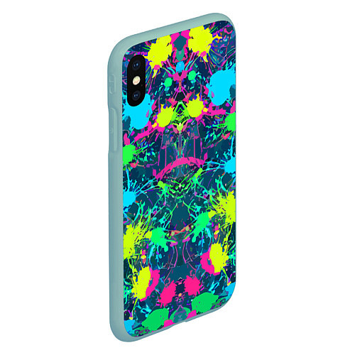 Чехол iPhone XS Max матовый Colorful blots - expressionism - vogue / 3D-Мятный – фото 2