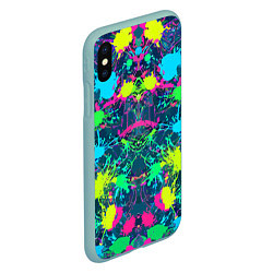 Чехол iPhone XS Max матовый Colorful blots - expressionism - vogue, цвет: 3D-мятный — фото 2