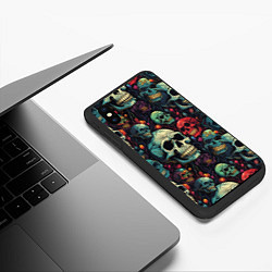 Чехол iPhone XS Max матовый Милый skull, цвет: 3D-черный — фото 2