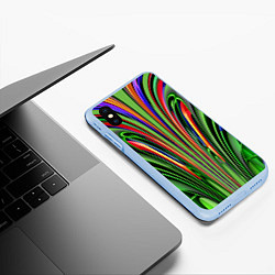 Чехол iPhone XS Max матовый Зеленые прожилки, цвет: 3D-голубой — фото 2