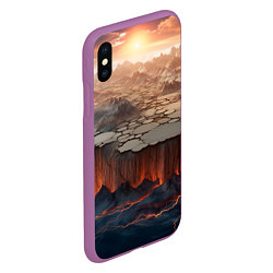 Чехол iPhone XS Max матовый Разлом земли и лавовой поверхности, цвет: 3D-фиолетовый — фото 2