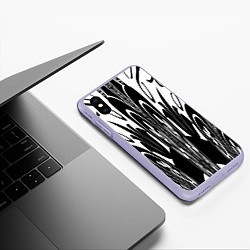Чехол iPhone XS Max матовый Черные завихрения, цвет: 3D-светло-сиреневый — фото 2